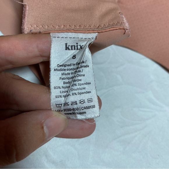 Knix 8 Seamless Padded V Neck Evolution Bra Wireless Pink Ginger Peach 40-42 D-G - Picture 7 of 12